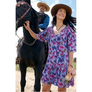 Sundance, Aisha Printed Peri Horse Pattern Dress